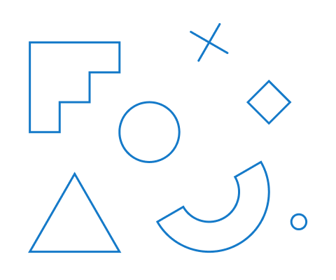A composition of shapes representing "software"-parts.